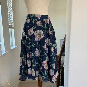 French Connection Floral Navy Skirt